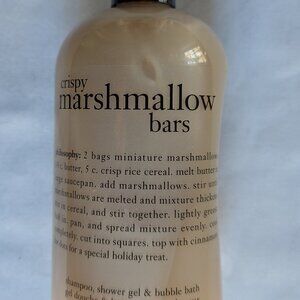 Philosophy shampoo, shower gel and bubblebath. Crispy marshmallow bars